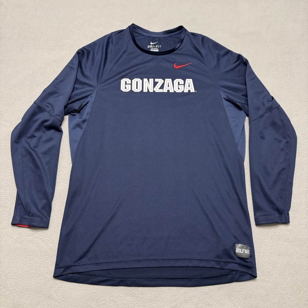 Gonzaga Nike Shirt Mens Large Blue Elite Dri Fit Performance Training Athletic